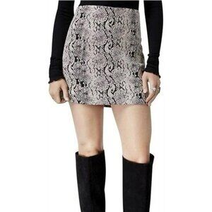 Free People Mini Skirt Women's Size 6 Snakeskin Print Jacquard A-Line Tan Black